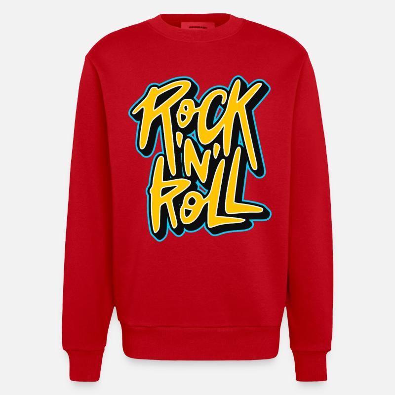Graffiti Rock 'n' Roll Text-Logo - Heavyweight Oversized Organic Crew Neck Made in EU - Rot