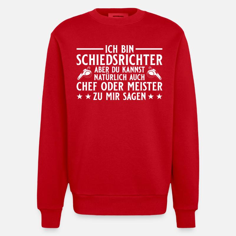 Schiedsrichter Chef oder Meister - Heavyweight Oversized Organic Crew Neck Made in EU - red