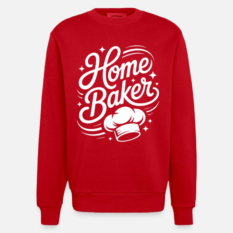 Home Baker Motif — Chef Script - Heavyweight Oversized Organic Crew Neck Made in EU - red