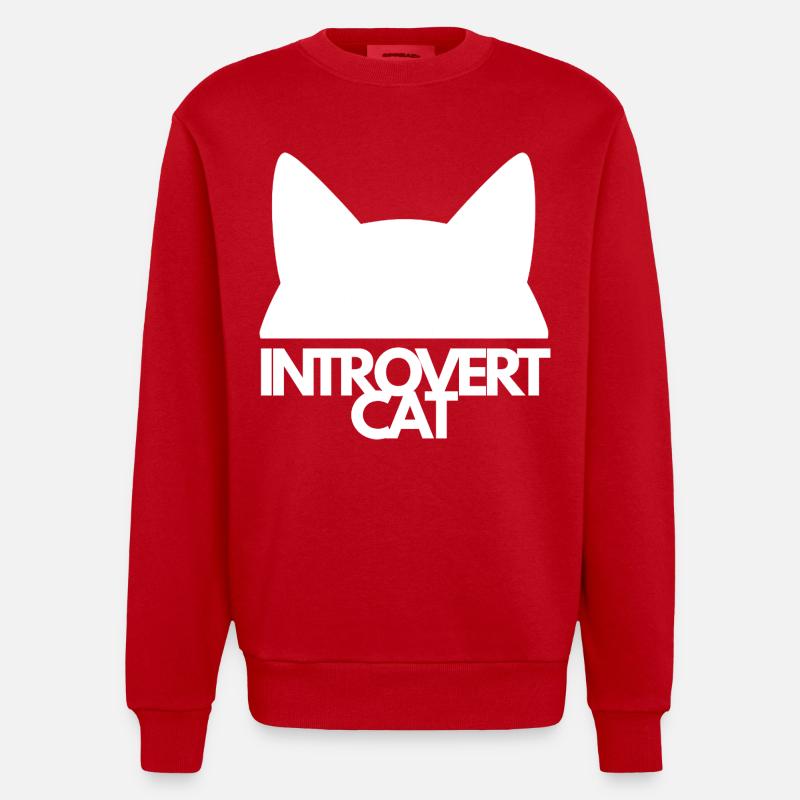 Introvertierte Katzensilhouette - Heavyweight Oversized Organic Crew Neck Made in EU - Rot