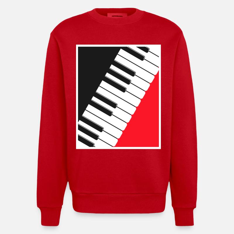 Art d’affiche clavier de piano - Sweat bio épais oversize fabriqué en UE - rouge