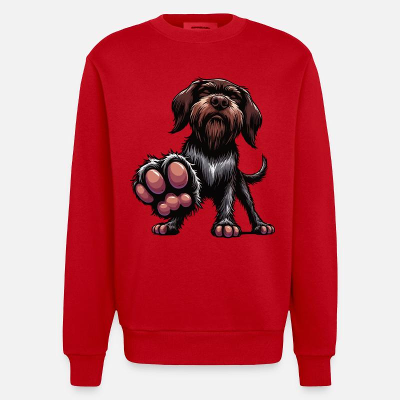 Deutsch Drahthaar Deutsch-Drahthaar Besitzer - Heavyweight Oversized Organic Crew Neck Made in EU - Rot
