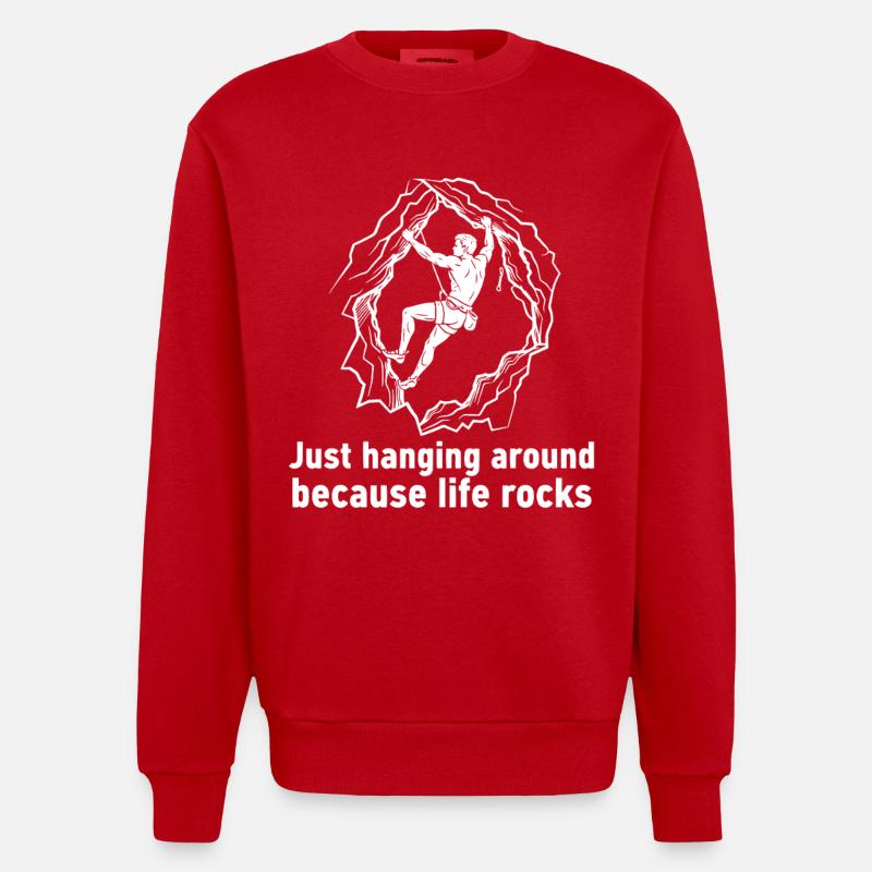 Life Rocks Escalade Bloc Fun Design - Sweat bio épais oversize fabriqué en UE - rouge