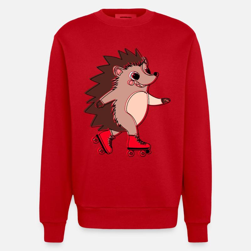 Hérisson en roller - Niglo en roller  - Sweat bio épais oversize fabriqué en UE - rouge
