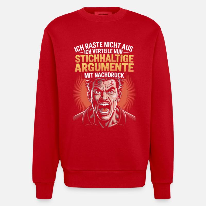 Valid arguments comic man - Heavyweight Oversized Organic Crew Neck Made in EU - red