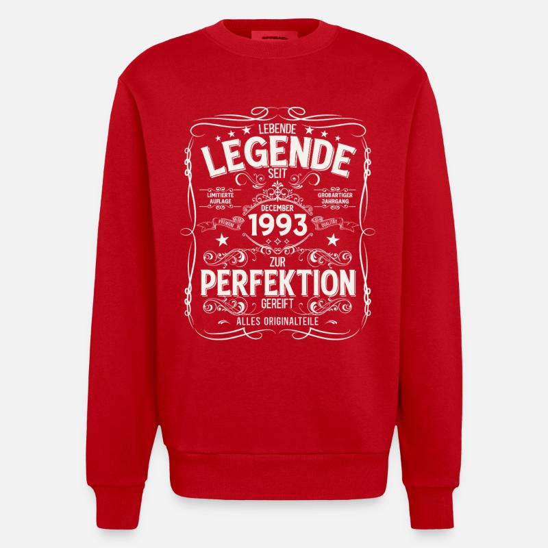 32e anniversaire Millésime décembre 1993 - Sweat bio épais oversize fabriqué en UE - rouge