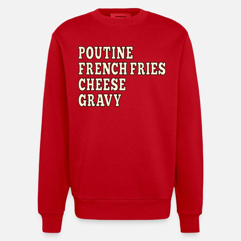 Poutine de restauration rapide canadienne - Sweat bio épais oversize fabriqué en UE - rouge