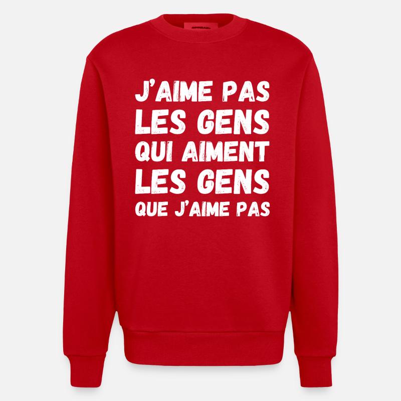 Les gens que j'aime pas - Sweat bio épais oversize fabriqué en UE - rouge
