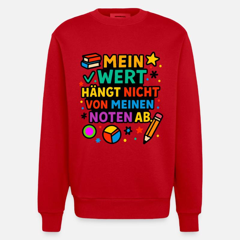 Ma valeur compte, pas mes notes - Sweat bio épais oversize fabriqué en UE - rouge