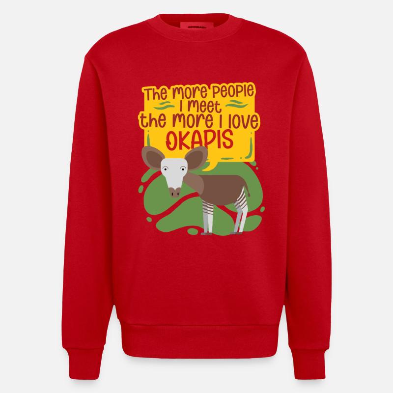 Okapi Tier - Heavyweight Oversized Organic Crew Neck Made in EU - Rot