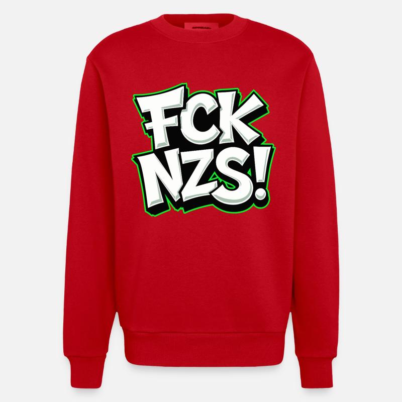 FCK NZS Statement gegen Rassismus - Heavyweight Oversized Organic Crew Neck Made in EU - Rot
