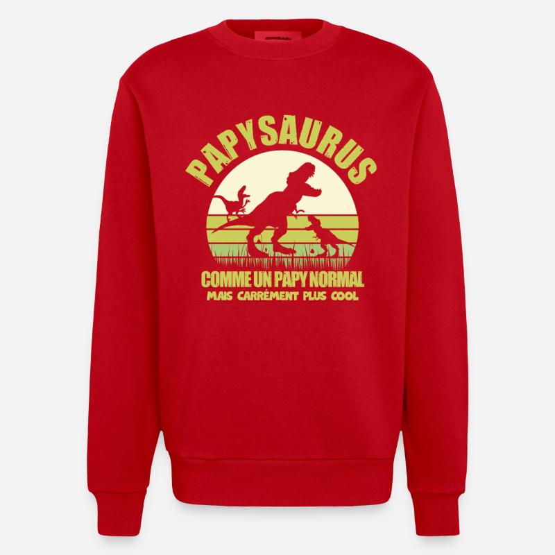Papysaurus als normaler Opa-Humor - Heavyweight Oversized Organic Crew Neck Made in EU - Rot