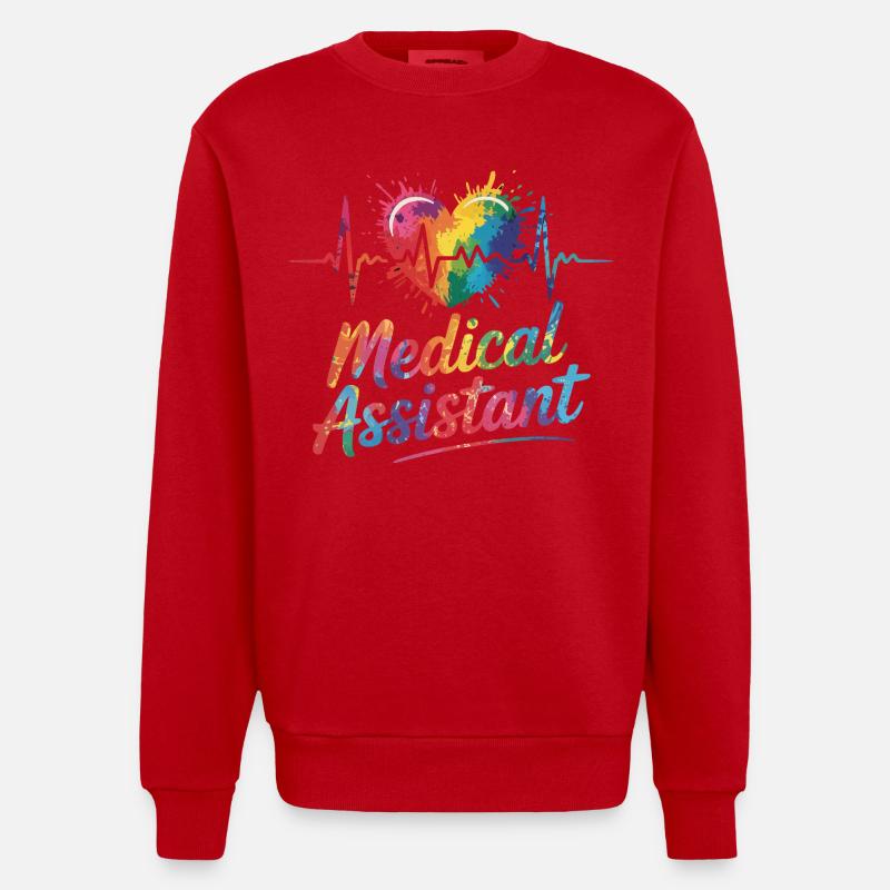 Regenbogen Medizinalassistent Herz - Heavyweight Oversized Organic Crew Neck Made in EU - Rot