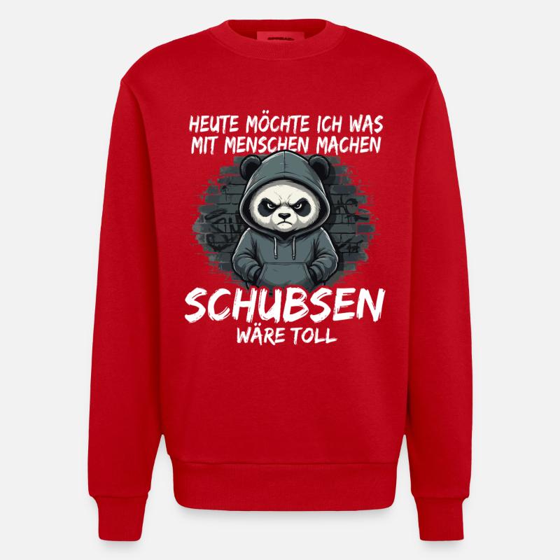Grim Panda – Bousculade sarcastique - Sweat bio épais oversize fabriqué en UE - rouge