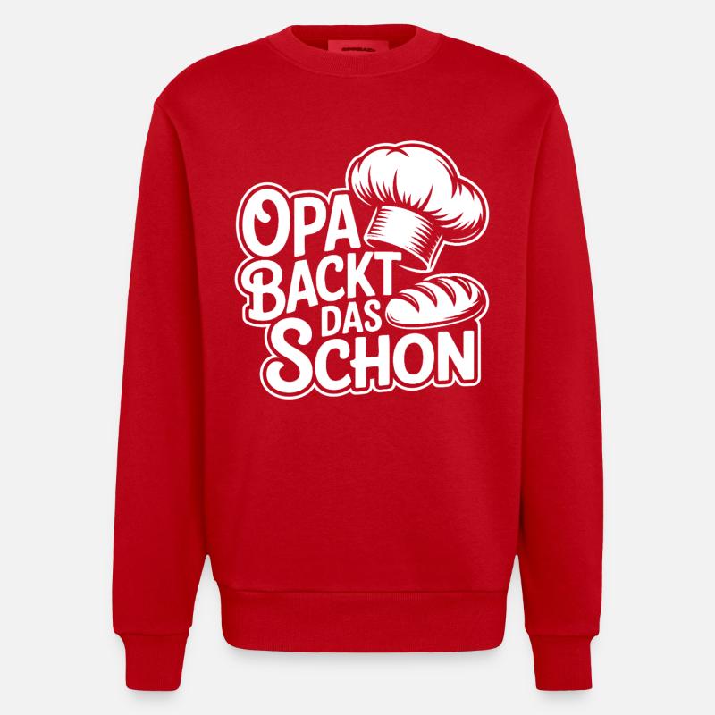 Opa backt das schon - Heavyweight Oversized Organic Crew Neck Made in EU - Rot
