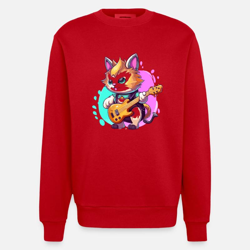 Patchwork donkey in doodle style - Heavyweight Oversized Organic Crew Neck Made in EU - red