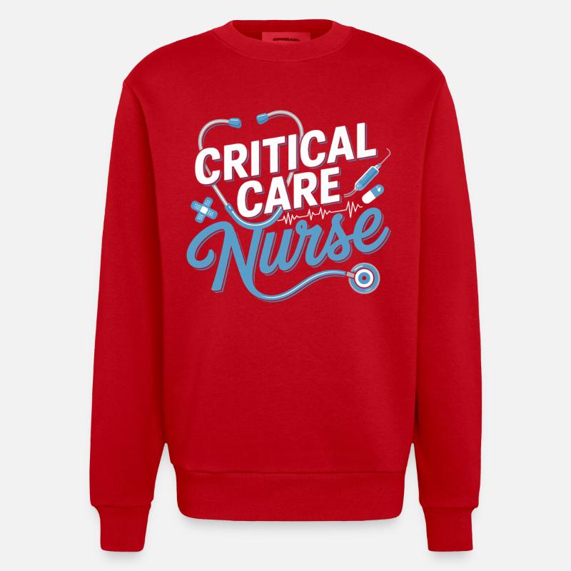 Conception d’infirmières en soins intensifs - Sweat bio épais oversize fabriqué en UE - rouge