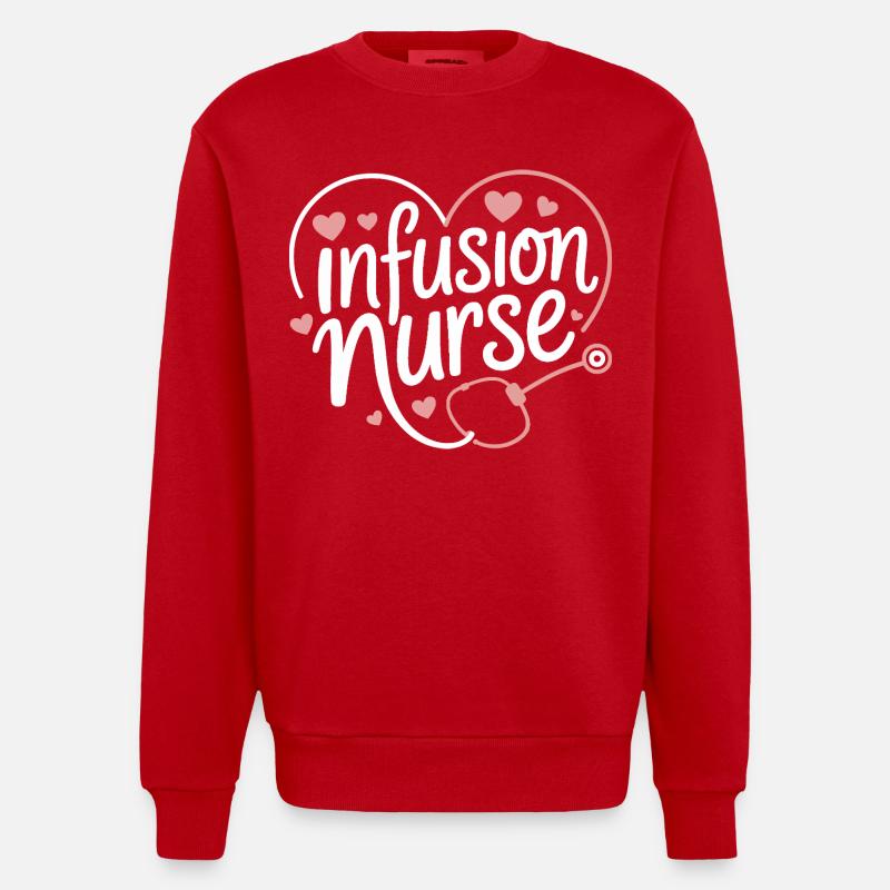 Conception du cœur pour infirmière d’infusion - Sweat bio épais oversize fabriqué en UE - rouge
