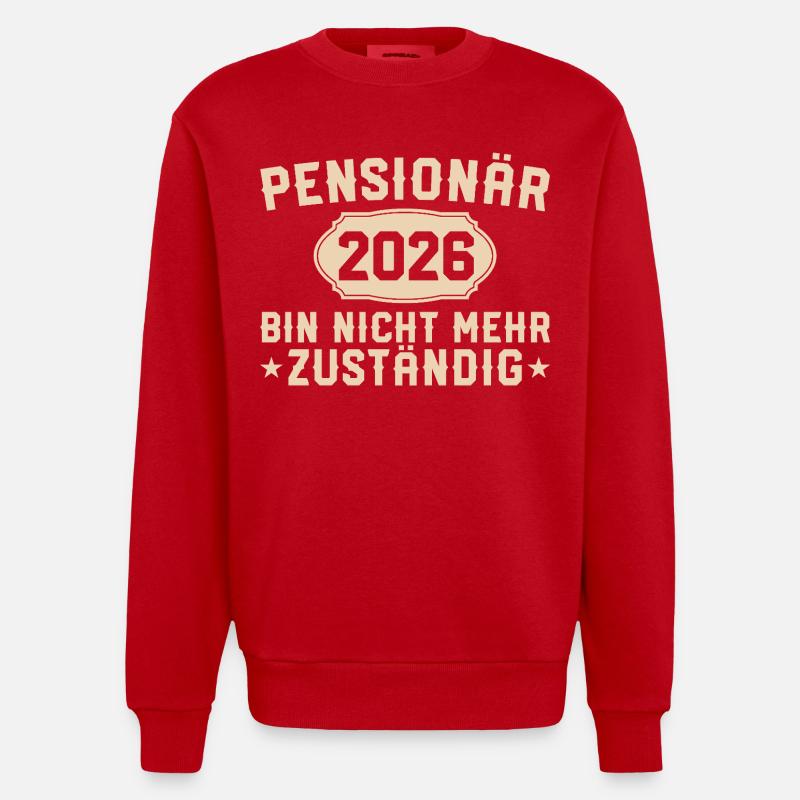 Retraité 2026 Non responsable - Sweat bio épais oversize fabriqué en UE - rouge