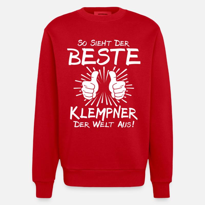 Bester Klempner - Heavyweight Oversized Organic Crew Neck Made in EU - Rot