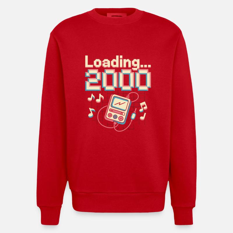 Y2K Pixel Design – Loading 2000 - Heavyweight Oversized Organic Crew Neck Made in EU - red