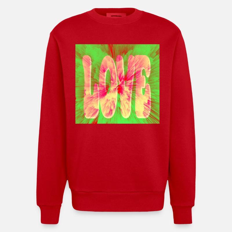 J’adore le tie dye néon - Sweat bio épais oversize fabriqué en UE - rouge