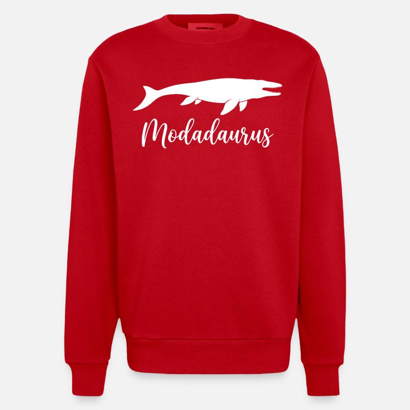 Modadaurus Mosasaurus Dinosaur Dad - Sweat bio épais oversize fabriqué en UE - rouge