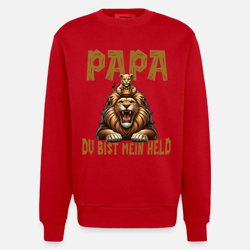 Papa Du Bist Mein Held  - Heavyweight Oversized Organic Crew Neck Made in EU - Rot