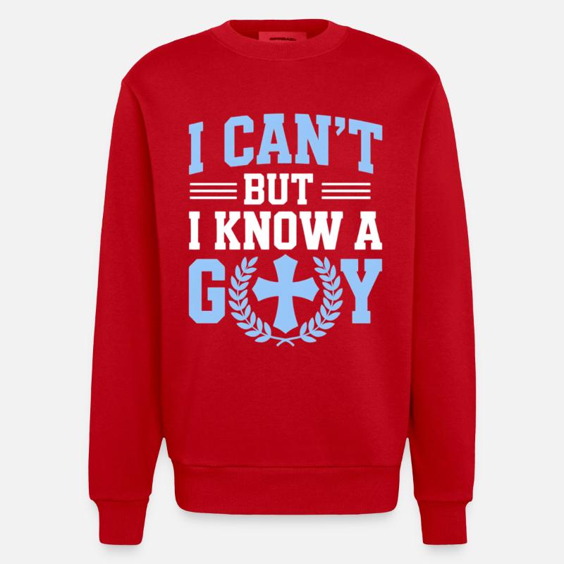 I can't, I know God - Heavyweight Oversized Organic Crew Neck Made in EU - red