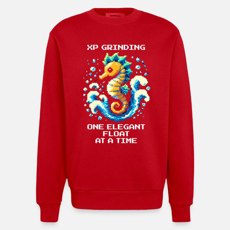 XP-Grind : flotter élégamment | Hippocampe - Sweat bio épais oversize fabriqué en UE - rouge