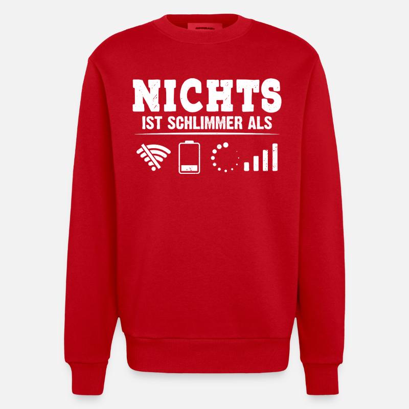 Coder NICHTS IST SCHLIMMER ALS LUSTIG - Heavyweight Oversized Organic Crew Neck Made in EU - Rot