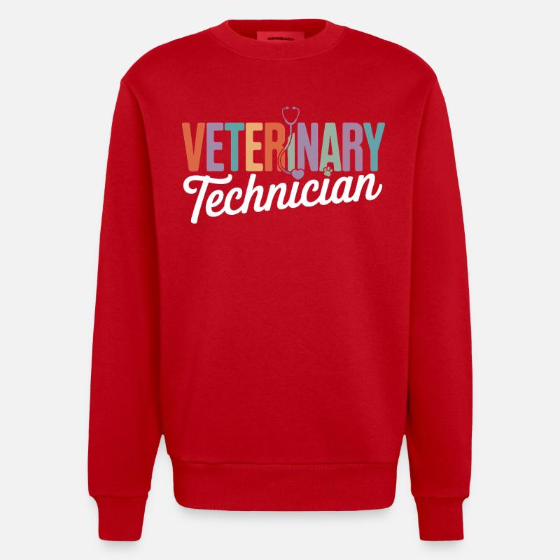 Tiermedizinischer Techniker Regenbogen-Logo - Heavyweight Oversized Organic Crew Neck Made in EU - Rot
