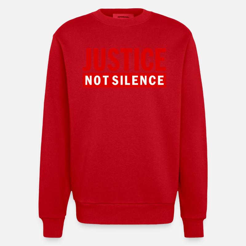 Justice Not Silence Déclaration de Gerechtigkeit - Sweat bio épais oversize fabriqué en UE - rouge