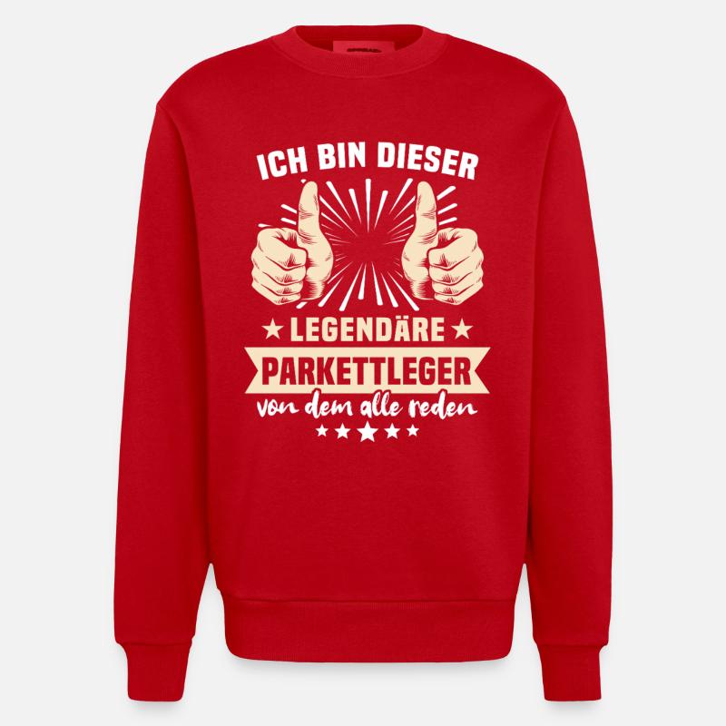 Parkettleger Sprüche - Heavyweight Oversized Organic Crew Neck Made in EU - Rot