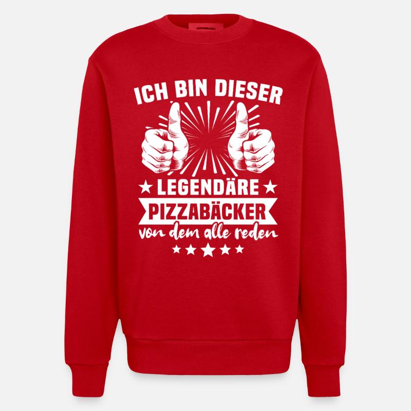 Pizzabäcker Legende - Heavyweight Oversized Organic Crew Neck Made in EU - Rot