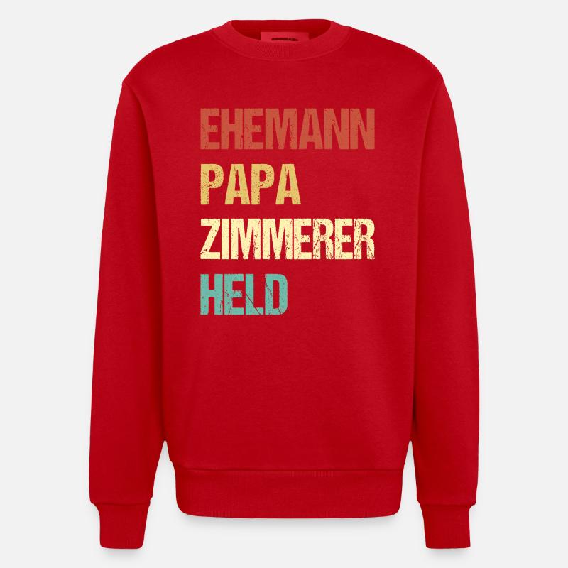 Zimmerer Papa - Heavyweight Oversized Organic Crew Neck Made in EU - Rot