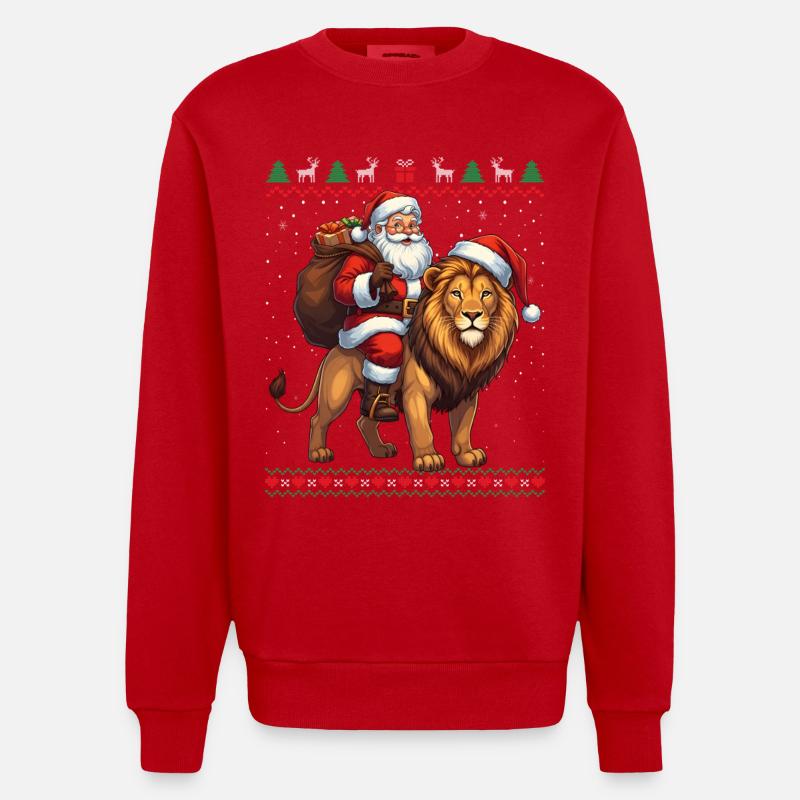 Fun Ugly Santa Weihnachtspullover - Heavyweight Oversized Organic Crew Neck Made in EU - Rot