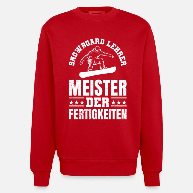 Snowboarder SNOWBOARD INSTRUCTOR MASTER - Heavyweight Oversized Organic Crew Neck Made in EU - red