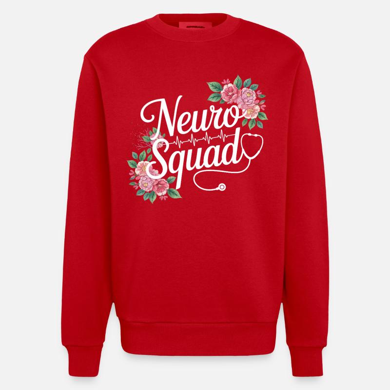 Neuro Squad Florale Medics - Heavyweight Oversized Organic Crew Neck Made in EU - Rot