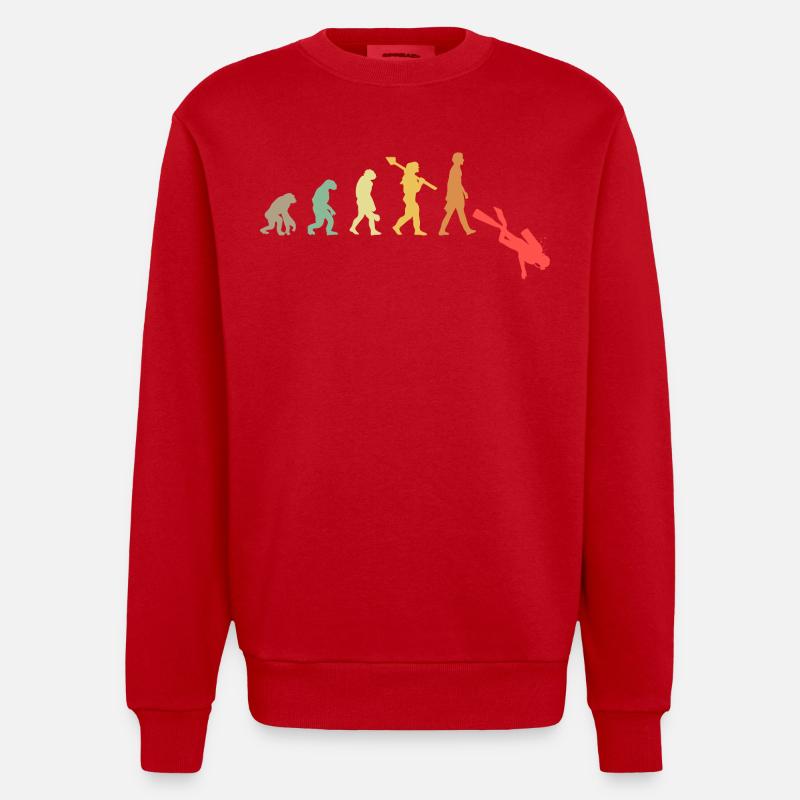 Evolution Tauchen Scuba Diver - Heavyweight Oversized Organic Crew Neck Made in EU - Rot
