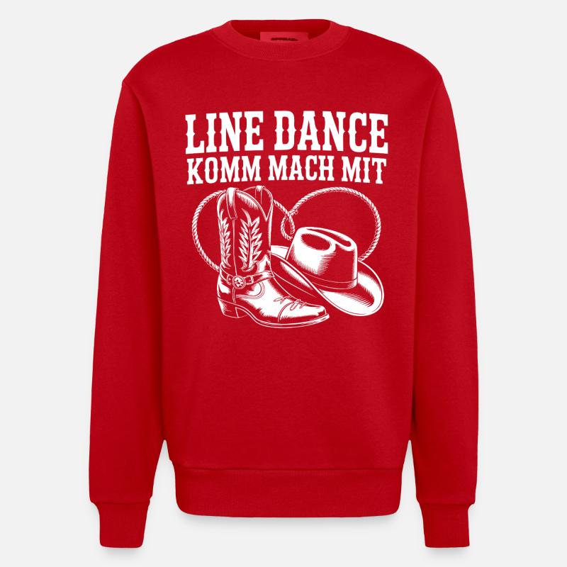 Line Dance Come join us - Heavyweight Oversized Organic Crew Neck Made in EU - red