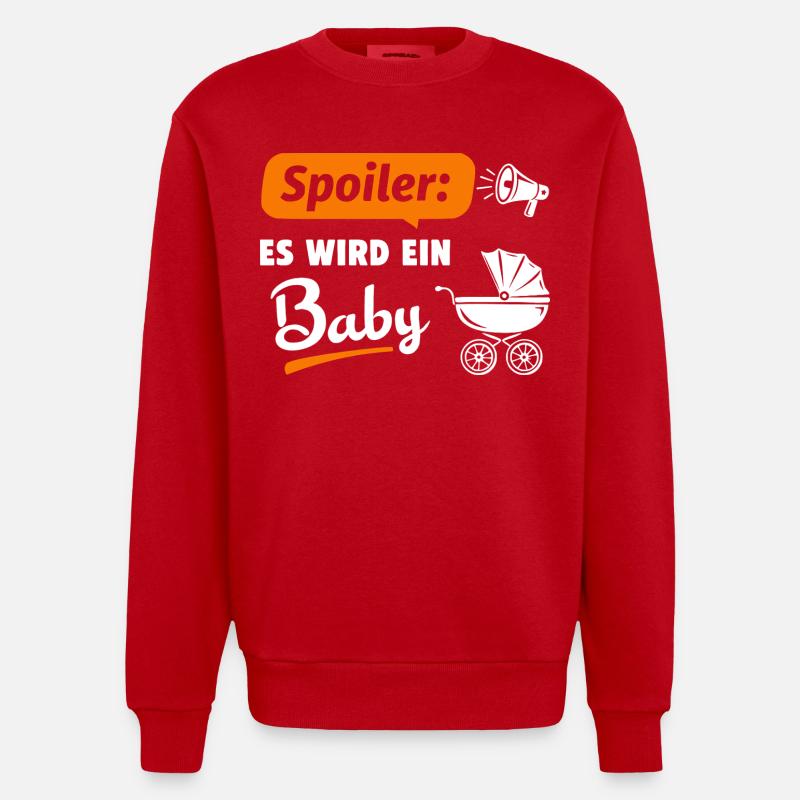 Spoiler : Ça va être un bébé - Sweat bio épais oversize fabriqué en UE - rouge