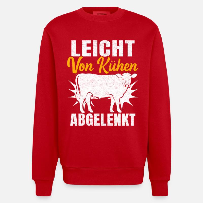 Easily distracted by cows - Heavyweight Oversized Organic Crew Neck Made in EU - red