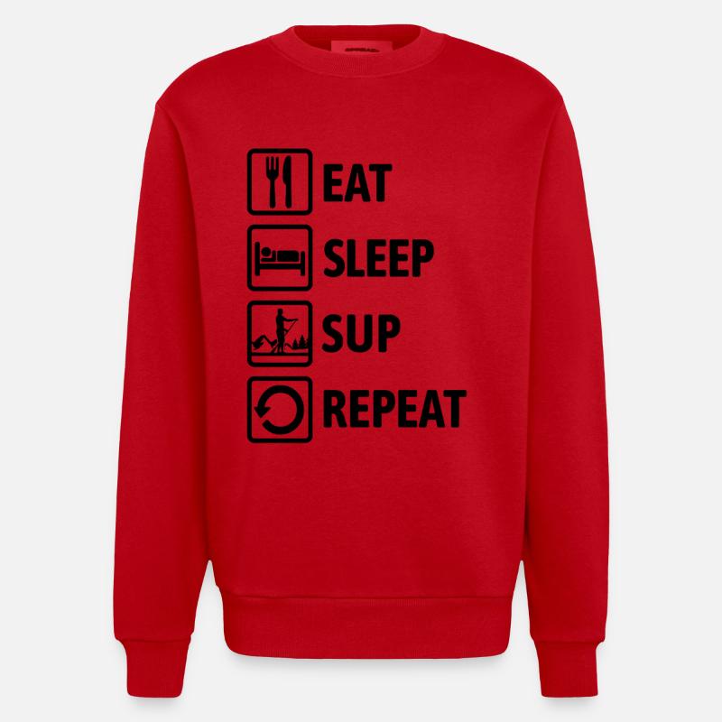 Eat Sleep SUP Repeat - Standup paddeln - Heavyweight Oversized Organic Crew Neck Made in EU - Rot