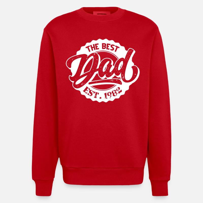 Le Meilleur Papa EST 1982 - Sweat bio épais oversize fabriqué en UE - rouge