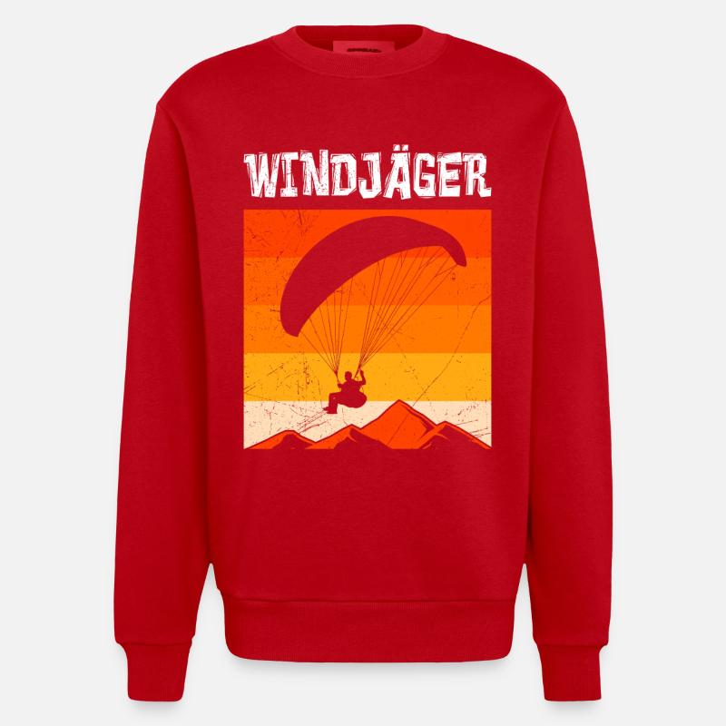 Gleitschirmflieger WINDJÄGER Lustiges - Heavyweight Oversized Organic Crew Neck Made in EU - Rot