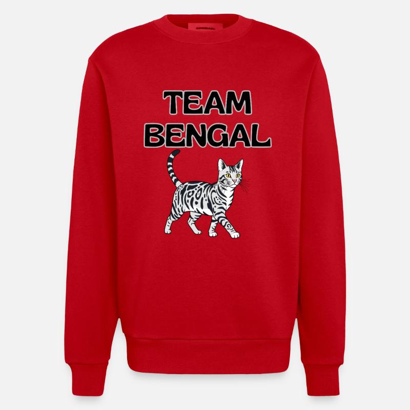 Team Bengal Cat Graphic - Sweat bio épais oversize fabriqué en UE - rouge
