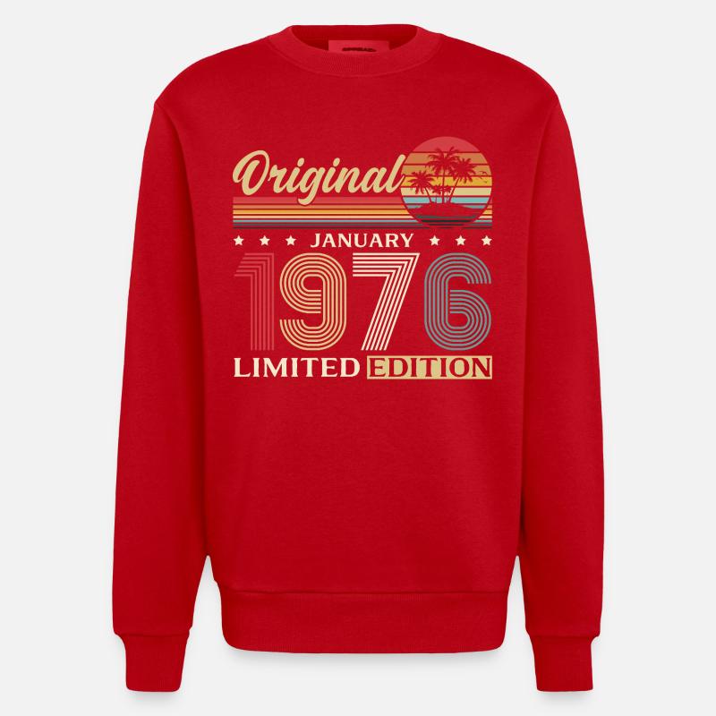 50e anniversaire Original janvier 1976 - Sweat bio épais oversize fabriqué en UE - rouge
