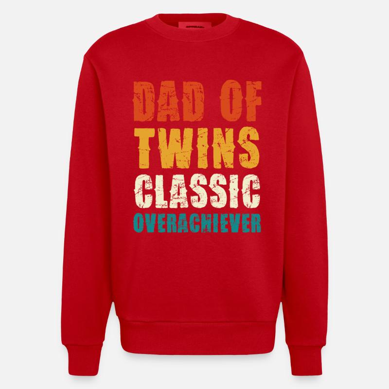 Papa des jumeaux Classique surdoué - Sweat bio épais oversize fabriqué en UE - rouge