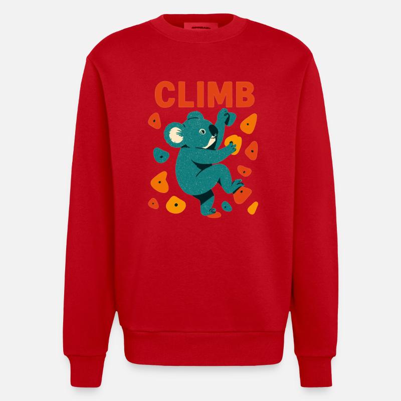 Bouldern Koala Koalabär Aufstieg Klettern Geschenk - Heavyweight Oversized Organic Crew Neck Made in EU - Rot